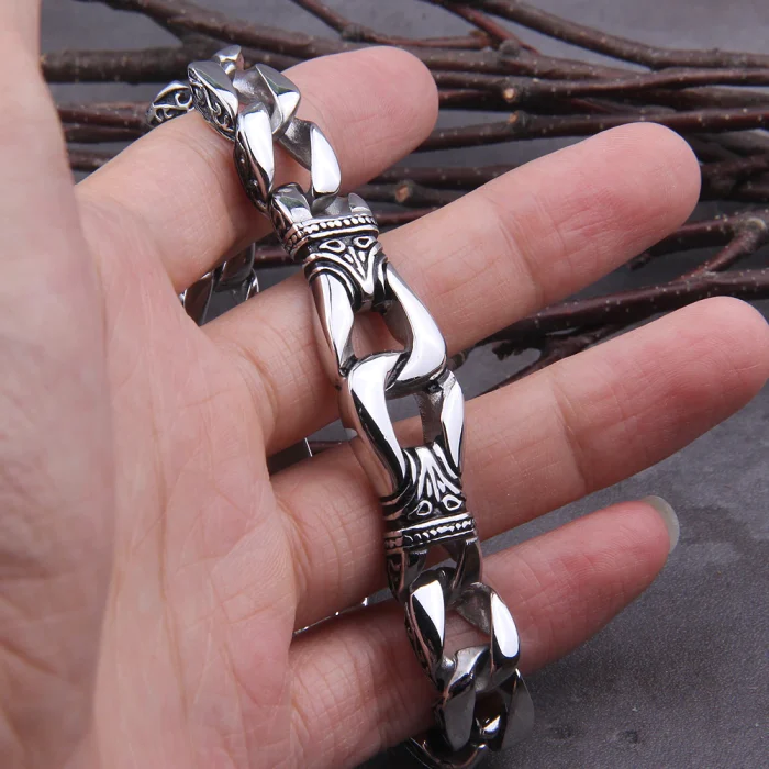 Viking Bracelet Vikings Stainless Steel Bracelet 12mm Curb Cuban Chain