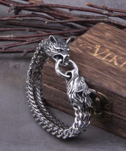Viking Bracelet Rock Viking Wolf Charm Bracelet