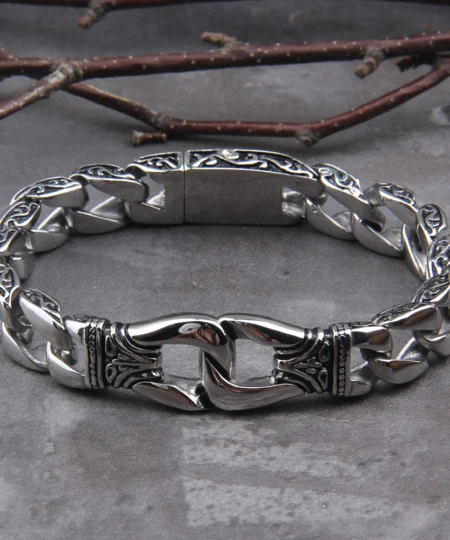 Viking Bracelet Vikings Stainless Steel Bracelet 12mm Curb Cuban Chain