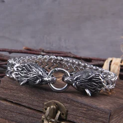 Viking Bracelet Rock Viking Wolf Charm Bracelet