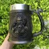 Viking Mug Odin Crow Warrior Stainless Steel Danegeld Tankard