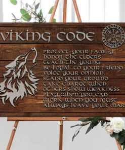 Viking Sign Viking code, engraved wall decoration, Fenrir, Vegvisir