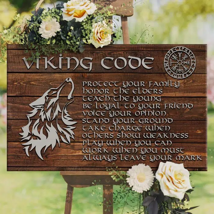 Viking Sign Viking code, engraved wall decoration, Fenrir, Vegvisir