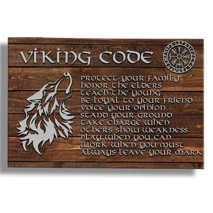 Viking Sign Viking code, engraved wall decoration, Fenrir, Vegvisir