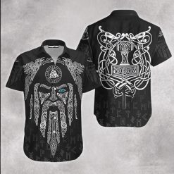 Viking Hawaiian Shirt Viking Raven And Odin Viking