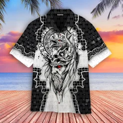Viking Hawaiian Shirt The Raven of Odin Viking God uniquely designed for beachgoers with Viking style, you will stand out in the hot summer.