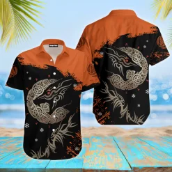 Viking Hawaiian Shirt Fenrir Wolf On Fire