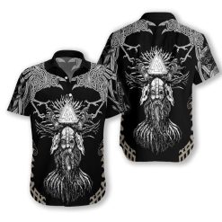 Viking Hawaiian Shirt Odin Raven