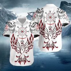 Viking Hawaiian Shirt Viking Phoenix Vegvisir