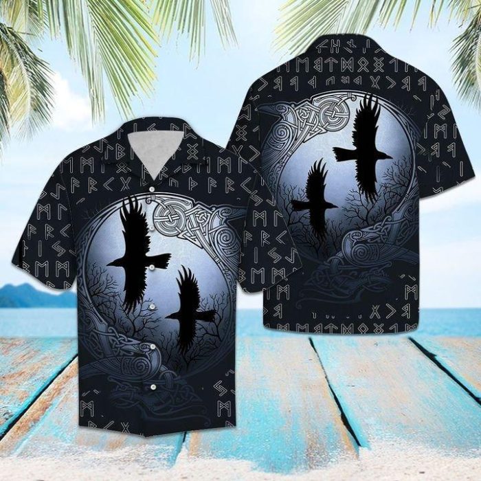 Viking Hawaiian Shirt Viking Raven