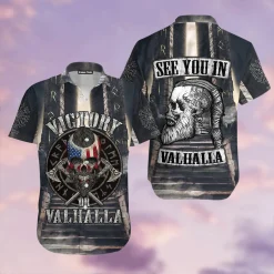 Viking Hawaiian Shirt Viking Warriors Valhalla