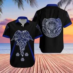 Viking Hawaiian Shirt Tattoo Raven