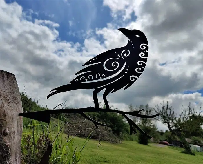 Viking Metal Sign Somerset Quintessence Metal Bird Garden Art - Odins' Raven Muninn