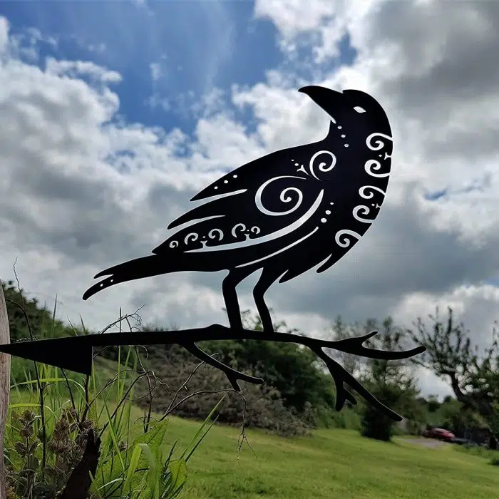 Viking Metal Sign Somerset Quintessence Metal Bird Garden Art - Odins' Raven Muninn