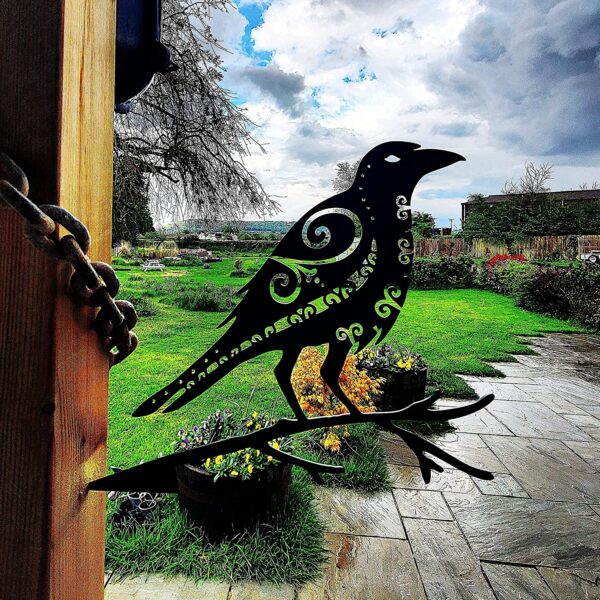 Viking Metal Sign Somerset Quintessence Metal Bird Garden Art - Odins' Raven Muninn