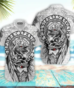 Viking Hawaiian Shirt Odin Tattoo