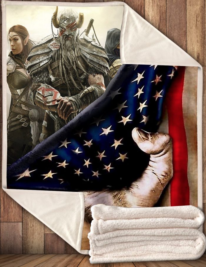Viking Blanket Viking Warrior American Flag