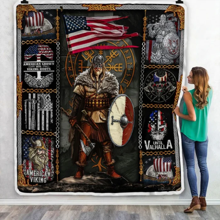 Viking Blanket American Fourth Of July Flag Warrior Viking