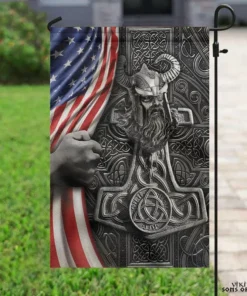 Viking Flag Thor Hammer Mjolnir Odin American Flag, Fourth Of July flag