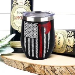 Viking Wine Tumbler Viking American Flag With Axe | Viking Drinkware