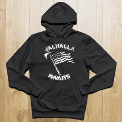 Viking Hoodie Valhalla Awaits 4th of July | American Independence Day
