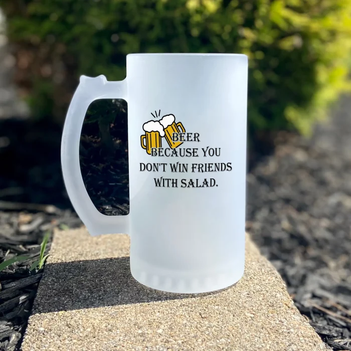 Viking Beer Beer Beer Because you don't win friends with salad | Frosted Glass Beer Mug