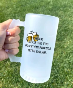 Viking Beer Because you don't win friends with salad | Frosted Glass Beer Mug