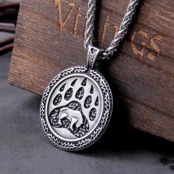 Viking Necklaces Norse Bear Paw and head Animal Pendant