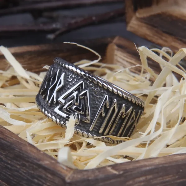 Viking Ring Norse Ring Futhark Runes Compass Valknut