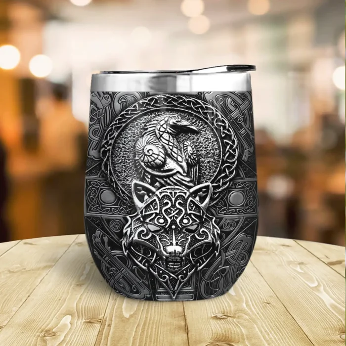 Viking Wine Tumbler Wolf | Viking Drinkware