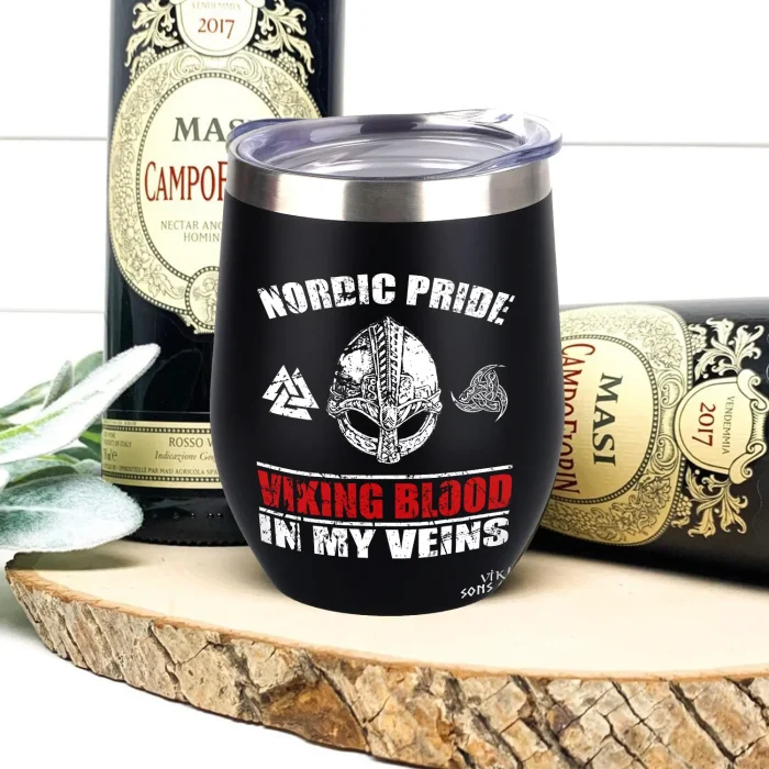 Viking Wine Tumbler Noric Pride Viking Blood in My Veins