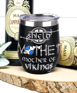 Viking Wine Tumbler Shield Mother Mother Of Viking