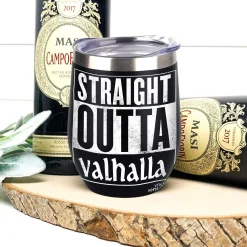 Viking Wine Tumbler Straight Outta Valhalla