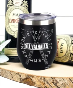 Viking Wine Tumbler Till Valhalla Axe