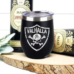 Viking Wine Tumbler Valhalla Skull