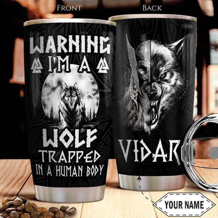 Viking Tumbler Wolf Father's Day Gifts Personalized Name | Viking Drinkware