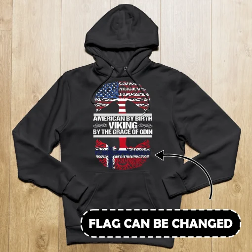 Viking Hoodie American Roots With Country Customized black 4th of July | American Independence Day