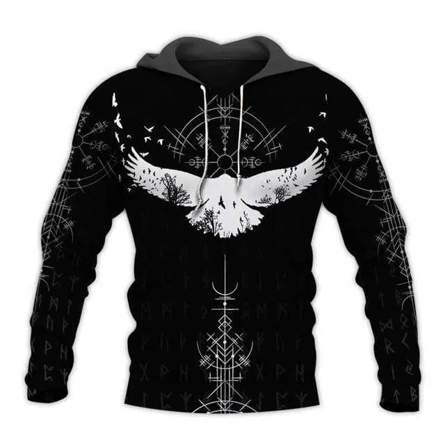 Viking Hoodie Raven Vegvisir