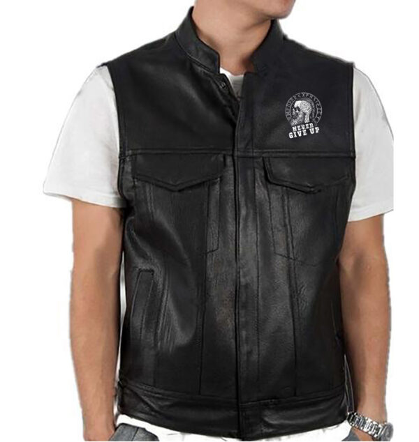 Viking Leather Vest Never Give Up Victory Or Valhalla