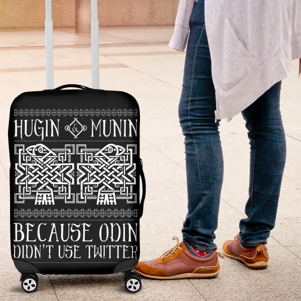 Viking Luggage Cover Huginn and Muninn Because Odin Don't Use Twitter