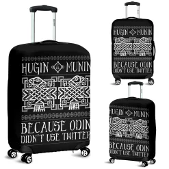 Viking Luggage Cover Huginn and Muninn Because Odin Don't Use Twitter