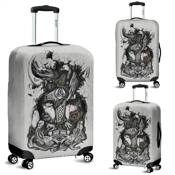 Viking Luggage Cover Raven Odin Mjolnir