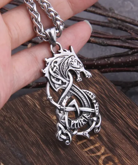 Viking Necklaces Viking Dragon with Viking Rune