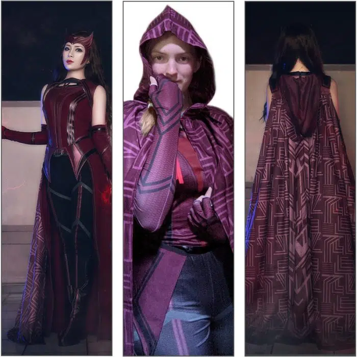 Halloween Costume Scarlet Witch Cosplay Costume Red Cloak 4