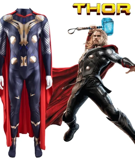 Halloween Costume Thor Cosplay Costume Necklace Ring Steve Red Cloak Robe