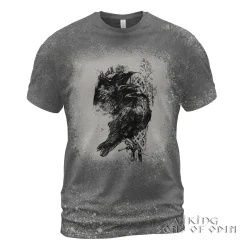 Viking Bleached T-Shirt Raven Vegvisir Huginn and Muninn