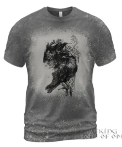 Viking Bleached T-Shirt Raven Vegvisir Huginn and Muninn