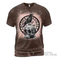 Viking Bleached T-Shirt Raven Vegvisir Skull