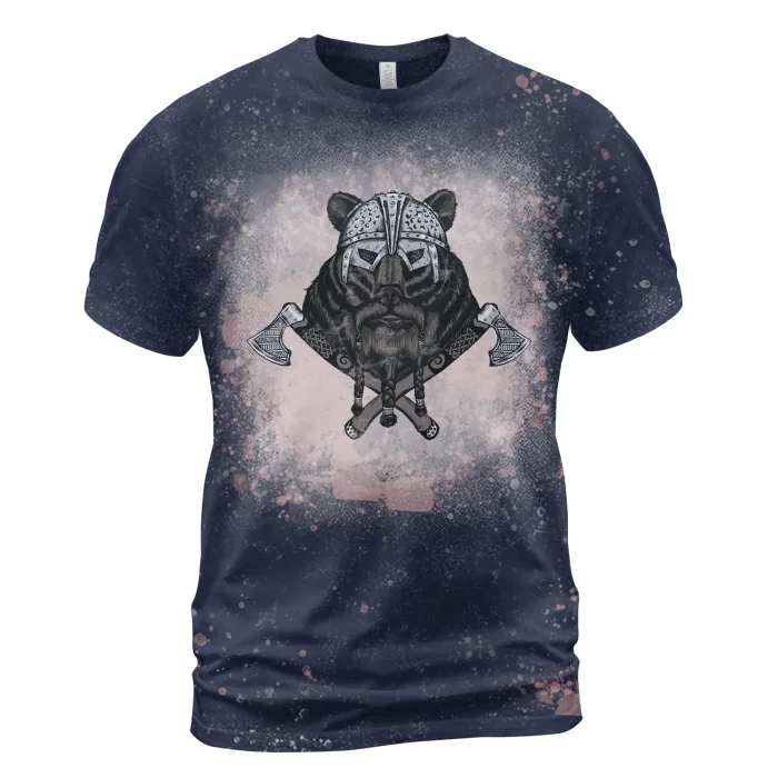 Viking Bleached T-Shirt Warriors Bear Axe