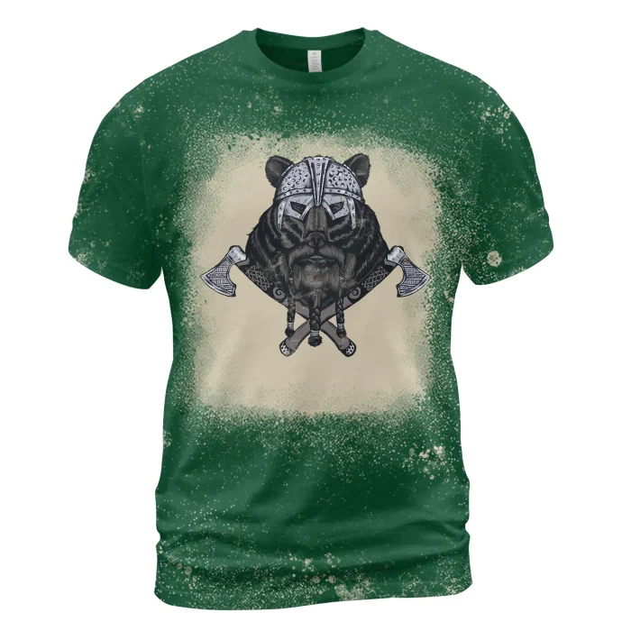Viking Bleached T-Shirt Warriors Bear Axe